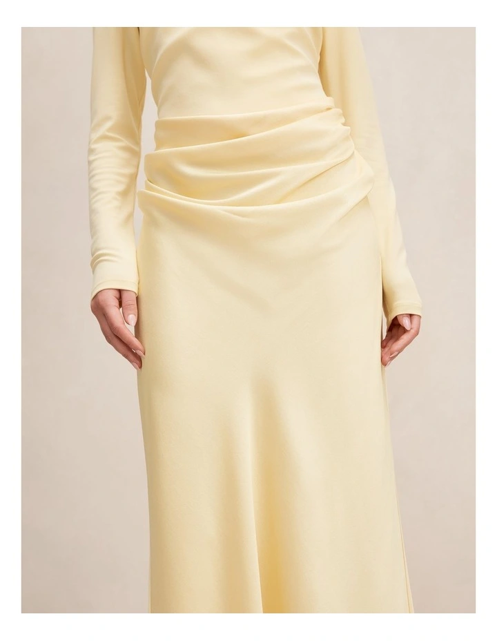 Briella Boat Neck Drape Maxi Dress in Yellow image 4