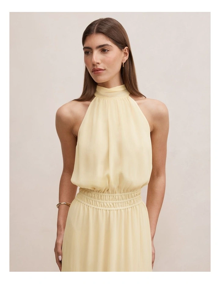 Lauren Tiered Halter Neck Maxi Dress in Yellow image 4