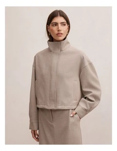 Maya Funnel Neck Jacket in Beige