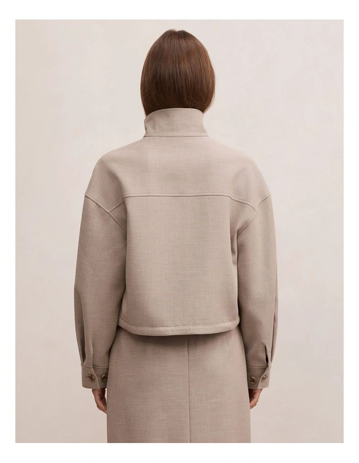 Maya Funnel Neck Jacket in Beige image 2