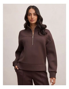 Hailey Ribbed Detail Lounge Jumper in Chocolate