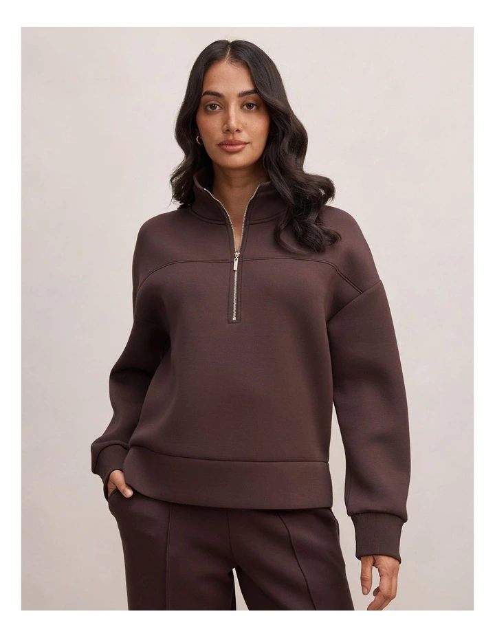 Hailey Ribbed Detail Lounge Jumper in Chocolate image 1