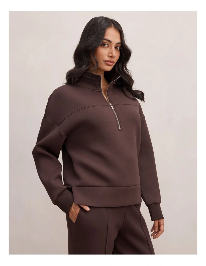 Hailey Ribbed Detail Lounge Jumper in Chocolate image 3
