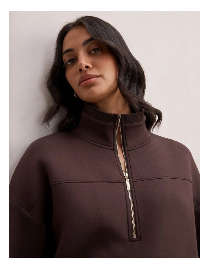 Hailey Ribbed Detail Lounge Jumper in Chocolate image 4