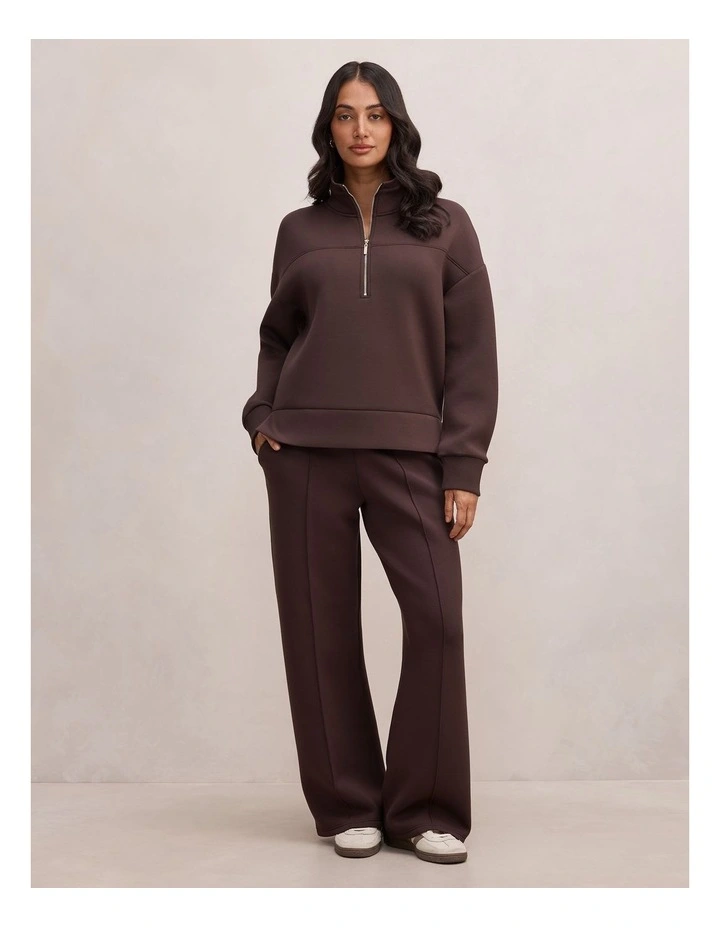 Hailey Ribbed Detail Lounge Jumper in Chocolate image 5