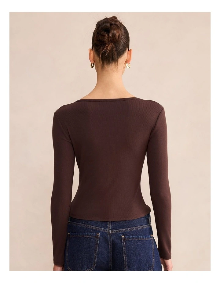 Audrey Hardware Long Sleeves Top in Brown image 2