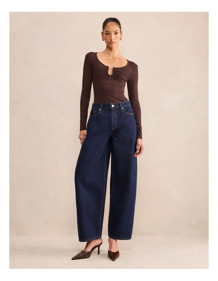 Audrey Hardware Long Sleeves Top in Brown image 5