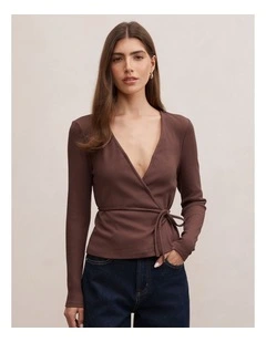 Francesca Ballet Wrap Top in Chocolate