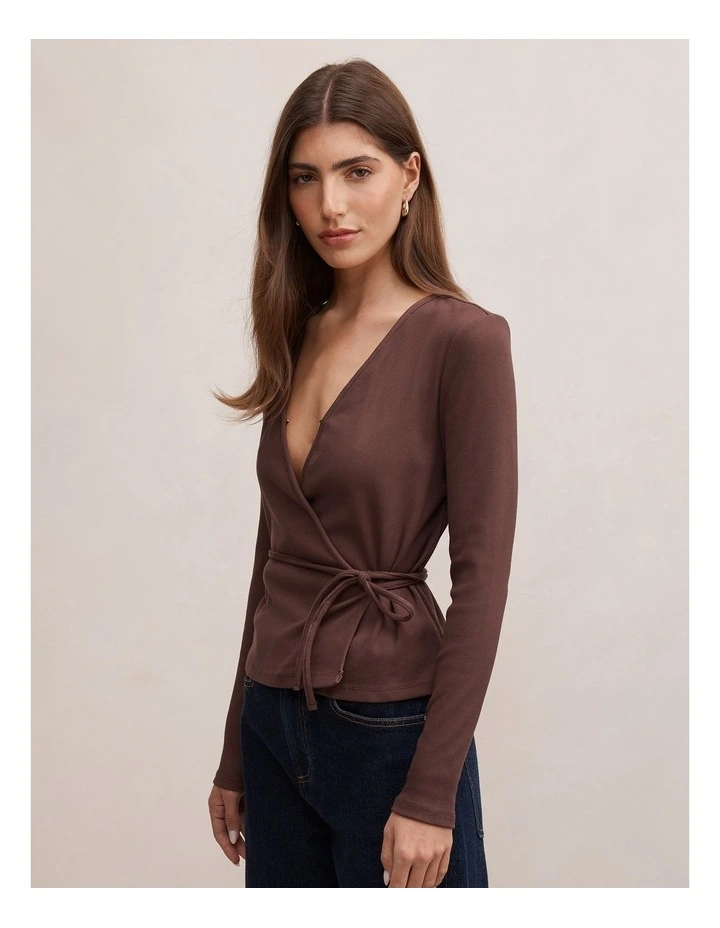 Francesca Ballet Wrap Top in Chocolate image 3
