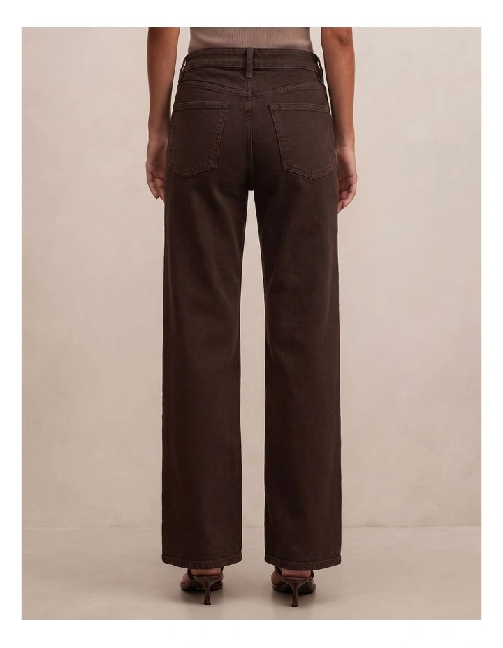 Nicki Mid Rise Straight Jeans in Brown image 2