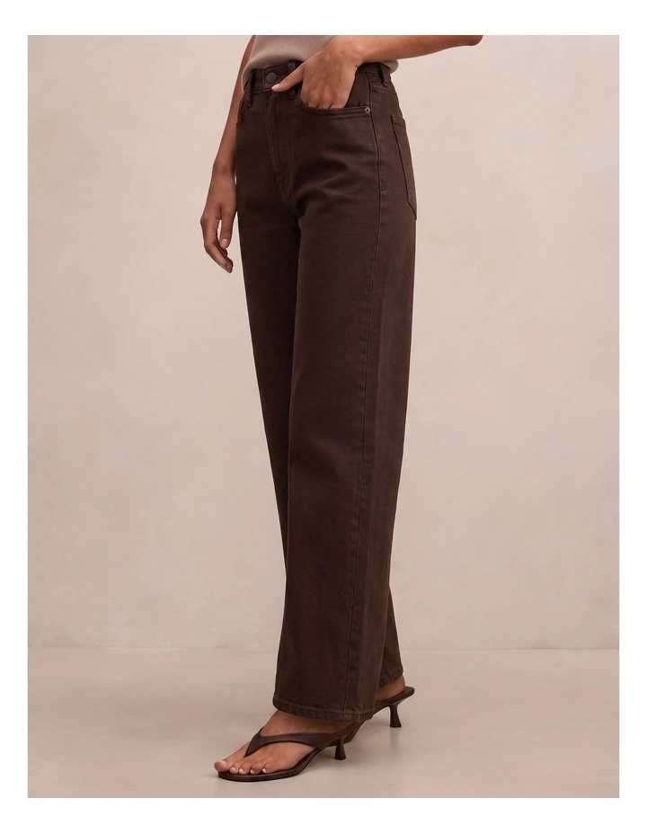 Nicki Mid Rise Straight Jeans in Brown image 4