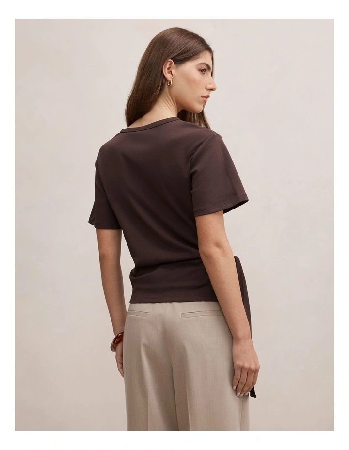 Penelope Tie T-Shirt in Brown image 2