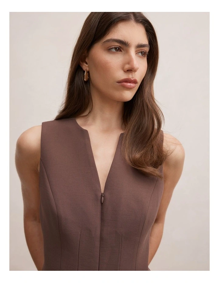 Drew Zip Front Top in Chocolate image 4