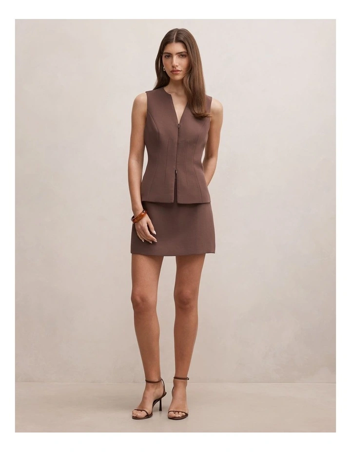Drew Zip Front Top in Chocolate image 5