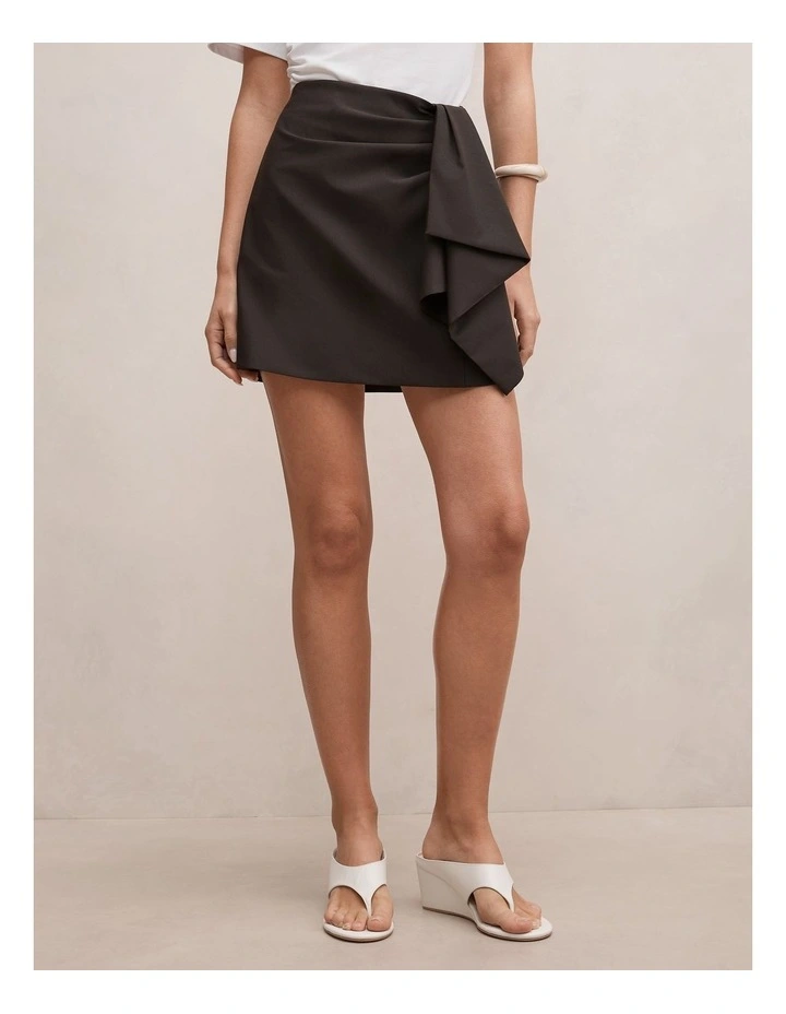 Lexi Drape Mini Skirt in Chocolate image 1