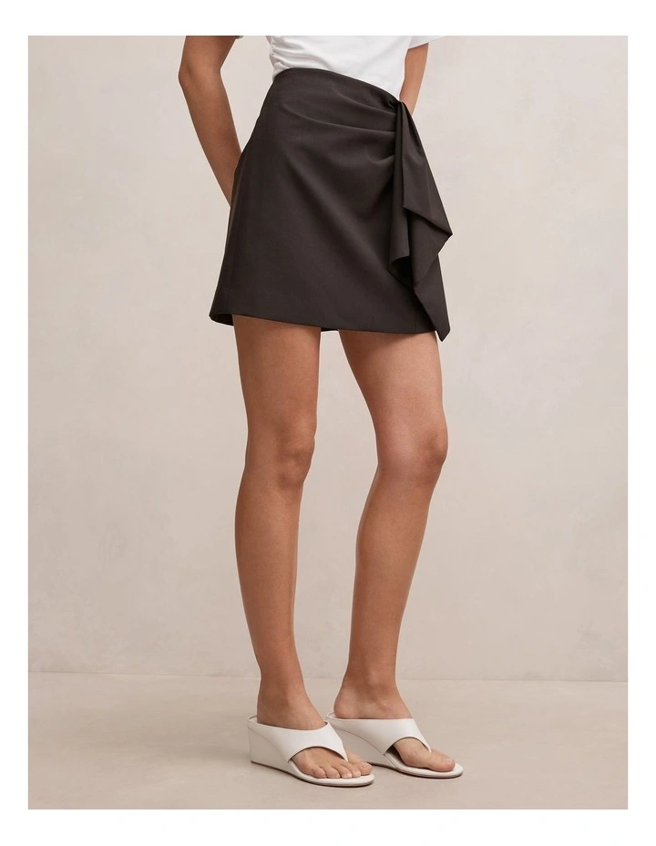 Lexi Drape Mini Skirt in Chocolate image 3