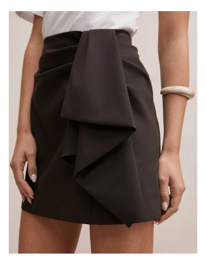 Lexi Drape Mini Skirt in Chocolate image 4