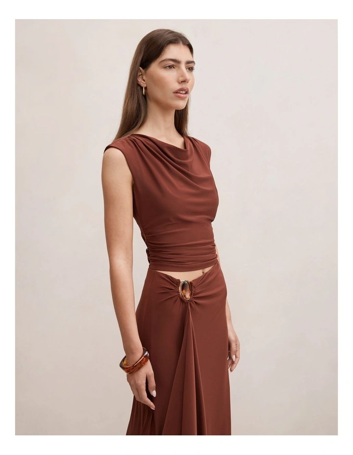 Leni Drape Top in Brown image 3