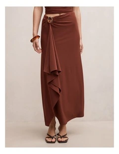 Leni Draped Midi Skirt in Brown