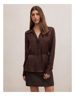 Arlo Waist Tie Shirt in Chocolate