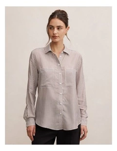 Adara Striped Shirt in White