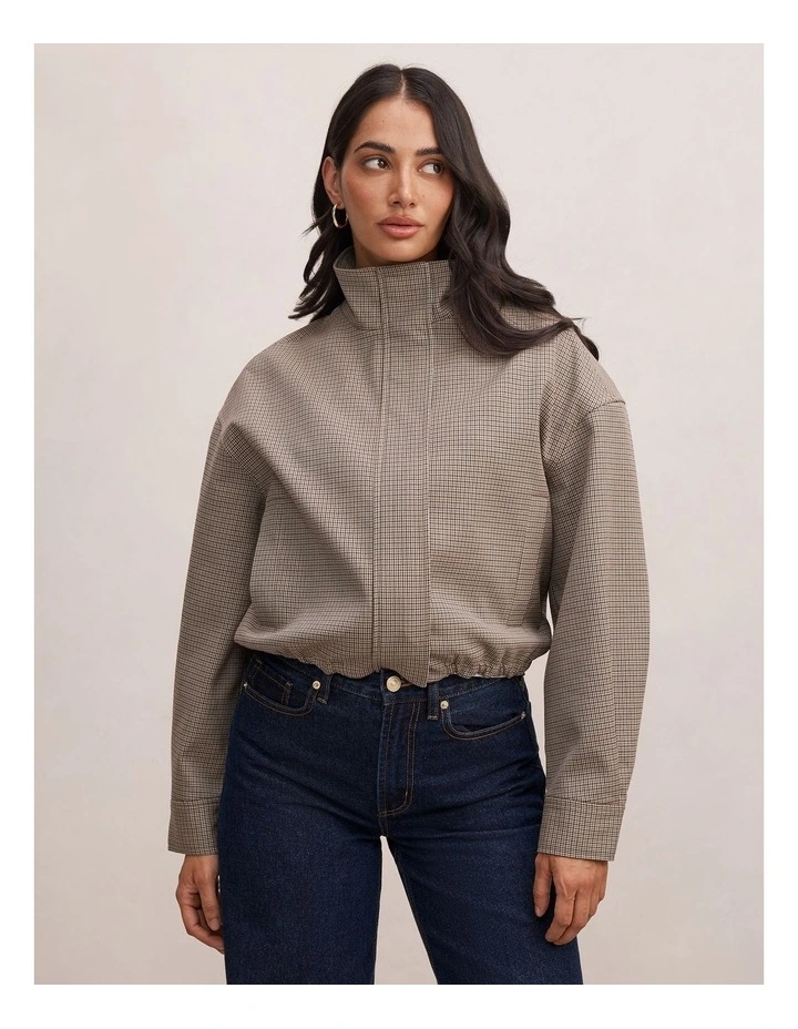 Hazel Funnel Neck Jacket in Brown image 1