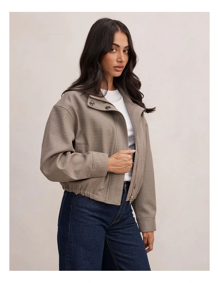 Hazel Funnel Neck Jacket in Brown image 3