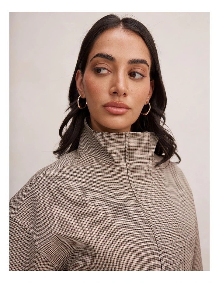 Hazel Funnel Neck Jacket in Brown image 4