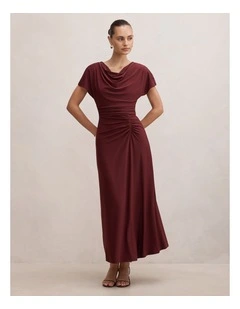 Tahnee Ruched Waist Midi Dress in Purple