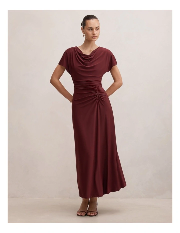 Tahnee Ruched Waist Midi Dress in Purple image 1
