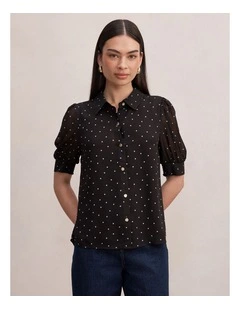 Faye Short Sleeves Blouse in Black