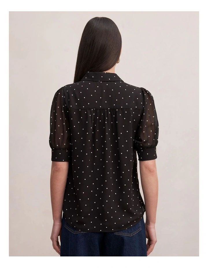 Faye Short Sleeves Blouse in Black image 2