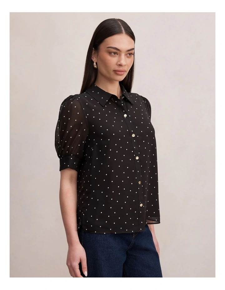 Faye Short Sleeves Blouse in Black image 3