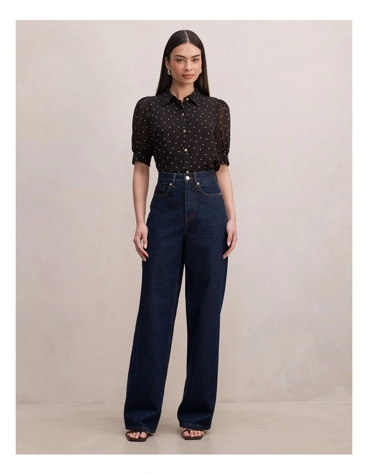 Faye Short Sleeves Blouse in Black image 5