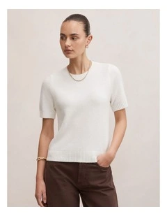 Lucy Knitted T-Shirt in Cream