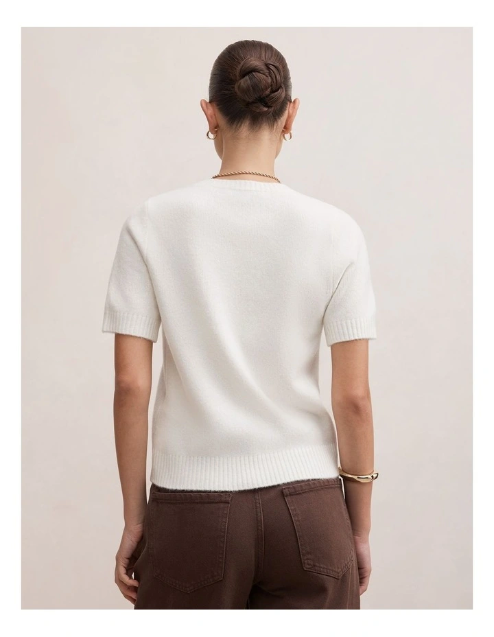 Lucy Knitted T-Shirt in Cream image 2