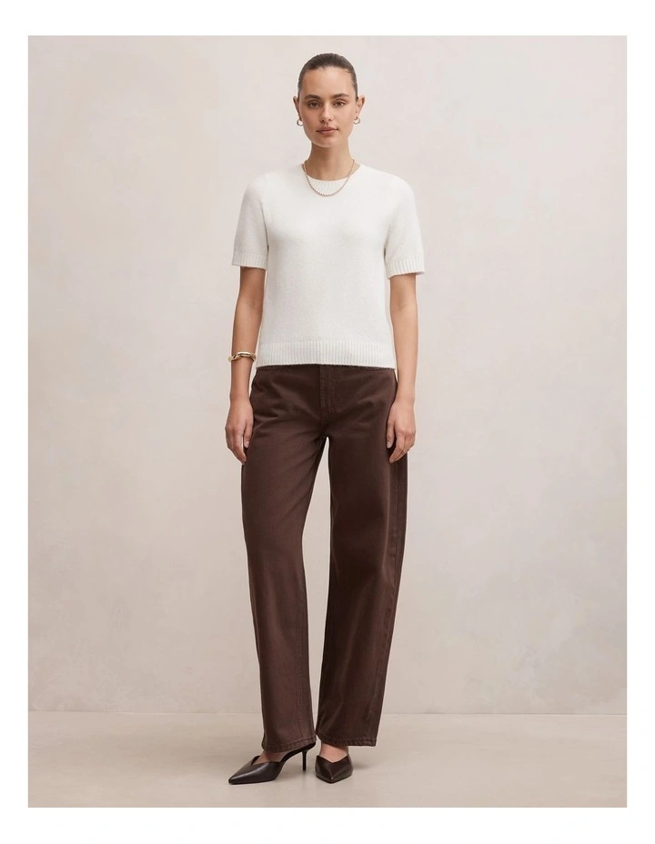 Lucy Knitted T-Shirt in Cream image 5