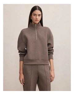 Hattie Front Zip Lounge Jumper in Brown