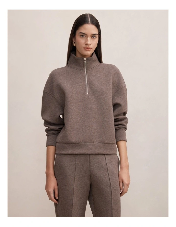Hattie Front Zip Lounge Jumper in Brown image 1