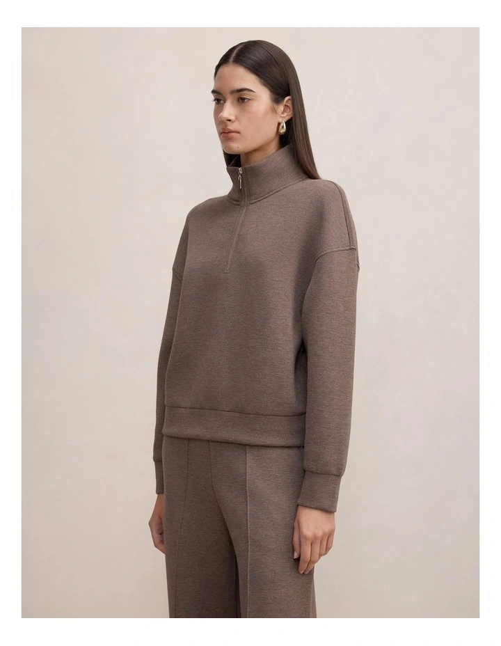 Hattie Front Zip Lounge Jumper in Brown image 3