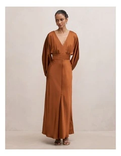 Vera Draped Batwing Maxi Dress in Orange