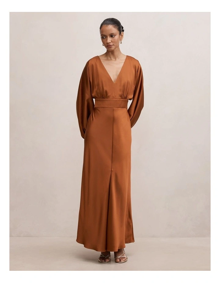 Vera Draped Batwing Maxi Dress in Orange image 1
