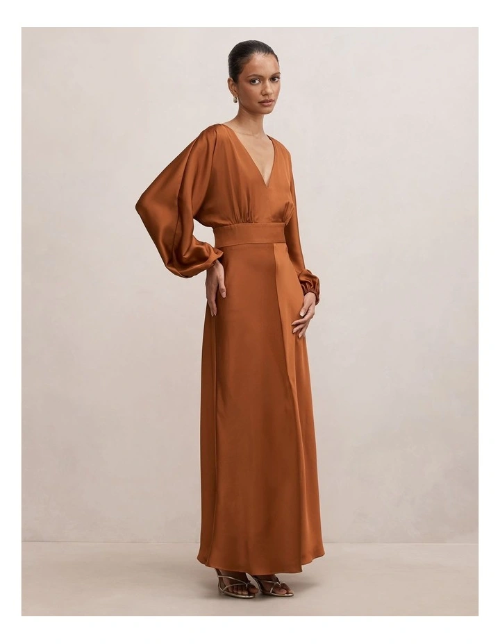 Vera Draped Batwing Maxi Dress in Orange image 3