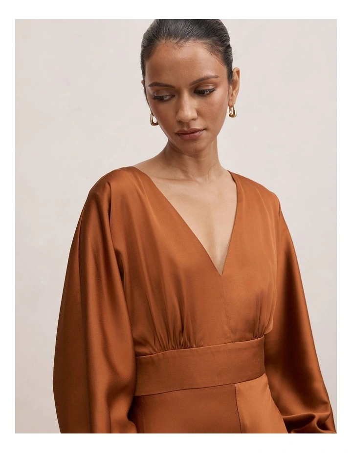 Vera Draped Batwing Maxi Dress in Orange image 4