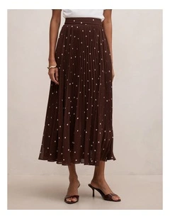Aurora Pleated Skirt in Brown