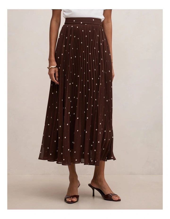 Aurora Pleated Skirt in Brown image 1