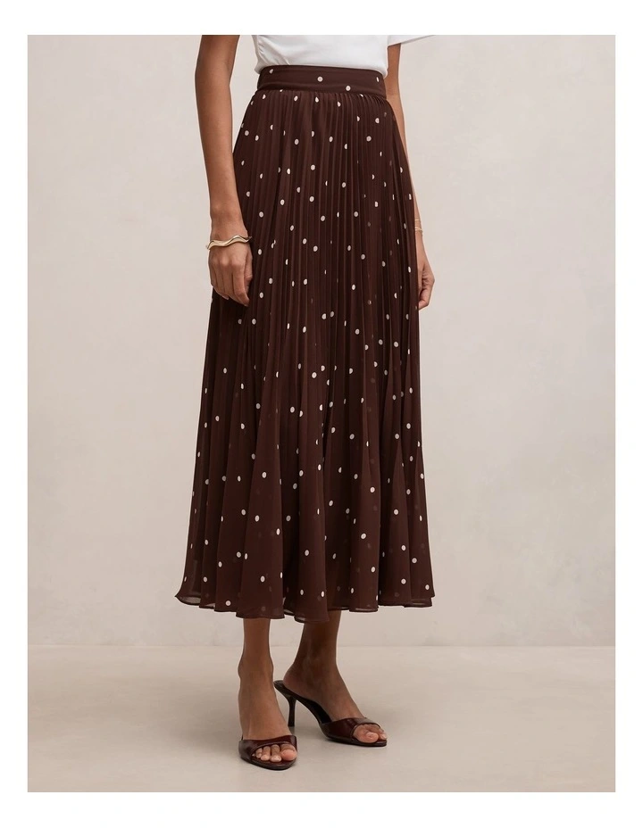 Aurora Pleated Skirt in Brown image 3