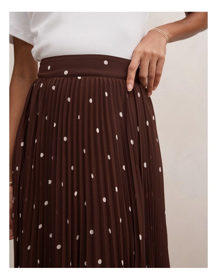Aurora Pleated Skirt in Brown image 4