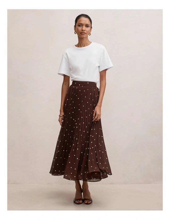 Aurora Pleated Skirt in Brown image 5
