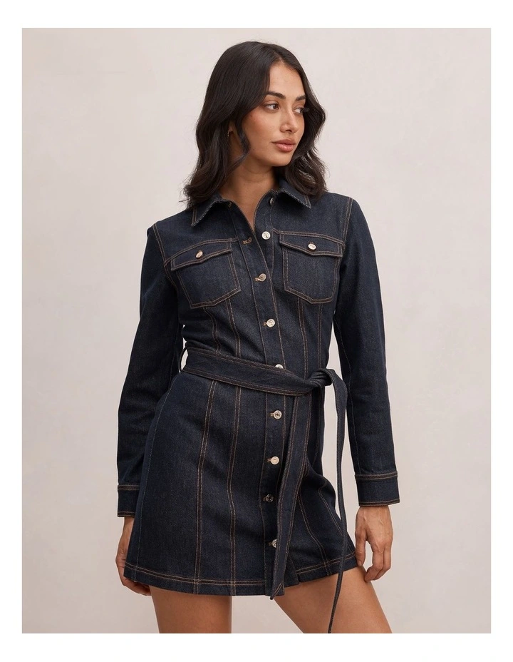 Jayden Denim Dress in Blue image 1